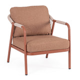 Miravet kültéri fotel korallszínű alumínium vázzal és olefin párnával perspektivikus nézet