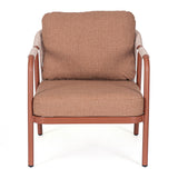 Miravet kültéri fotel korallszínű alumínium vázzal és olefin párnával előlnézet