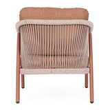 Miravet kültéri fotel korallszínű alumínium vázzal és olefin párnával hátoldali nézet