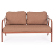 Miravet kétszemélyes kerti kanapé korallszínű alumínium szerkezettel front nézet