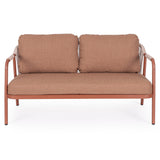 Miravet kétszemélyes kerti kanapé korallszínű alumínium szerkezettel front nézet