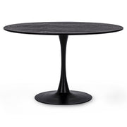 fekete kerek étkezőasztal 120 cm központi lábbal modern stílusban