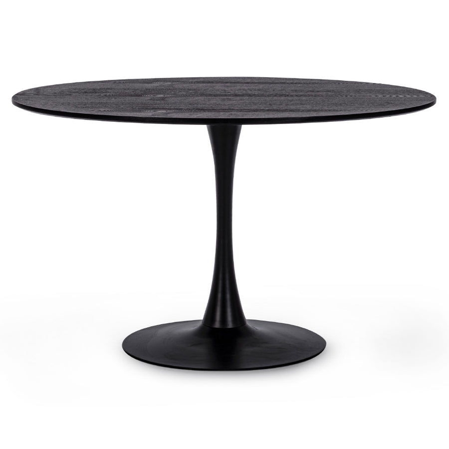 fekete kerek étkezőasztal 120 cm központi lábbal modern stílusban