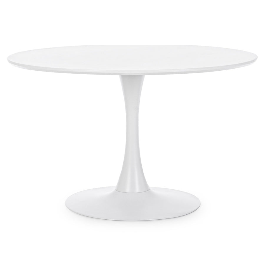 fehér kerek étkezőasztal 120 cm átmérővel modern stílusban