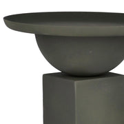 Kortárs stílusú, 40,5 cm átmérőjű, matt szürkészöld színű, fém kisasztal