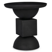 Kortárs stílusú, 40,5 cm átmérőjű, matt fekete színű, fém kisasztal