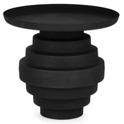 Kortárs stílusú, 40 cm átmérőjű, matt fekete színű, fém kisasztal