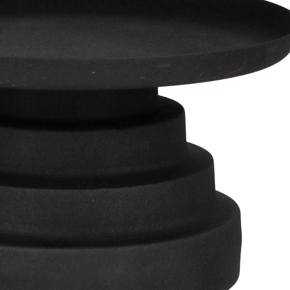 Kortárs stílusú, 40 cm átmérőjű, matt fekete színű, fém kisasztal