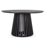 Kortárs stílusú, mangófából készült, fekete színű, étkezőasztal