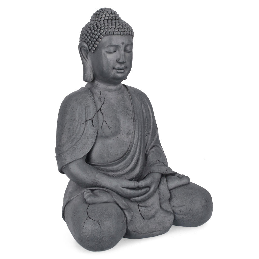 Fekete ülő Buddha szobor 71 cm – Pattaya kollekció, antikolt felület, teljes nézet