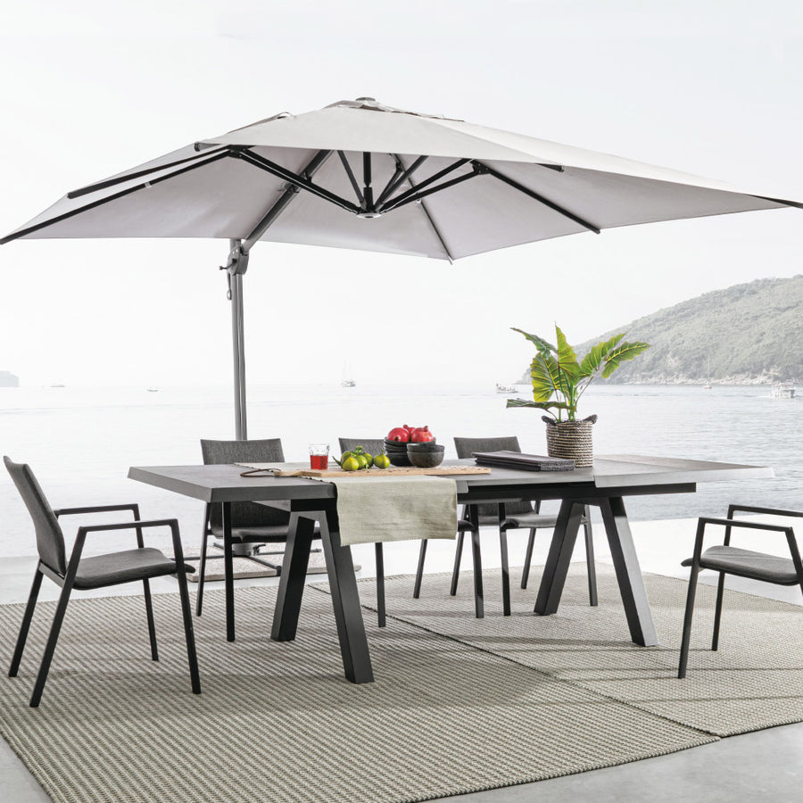 INES világszürke fémvázas napernyő 400 x 300 cm