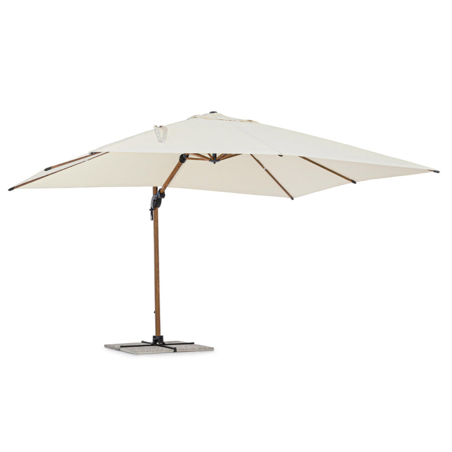 fahatású alumíniumvázas napernyő bézs ponyvával oldalnézet