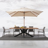 orion fahatású fém napernyő kerti étkezőasztal felett