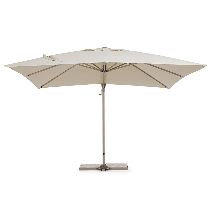 bézs kültéri napernyő középső nézetből stabil acél talppal
