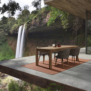 Nagy méretű, natúr színű, újrahasznosított teakfából készült, kültéri étkezőasztal