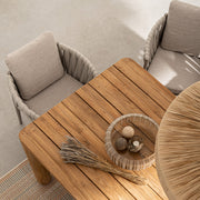 Nagy méretű, natúr színű, újrahasznosított teakfából készült, kültéri étkezőasztal