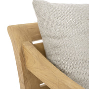 keleti stílusú teakfa fotel szürke UV-álló párnákkal