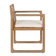 Adrian akácfa kültéri étkezőszék bézs ülőpárnával – oldalnézet