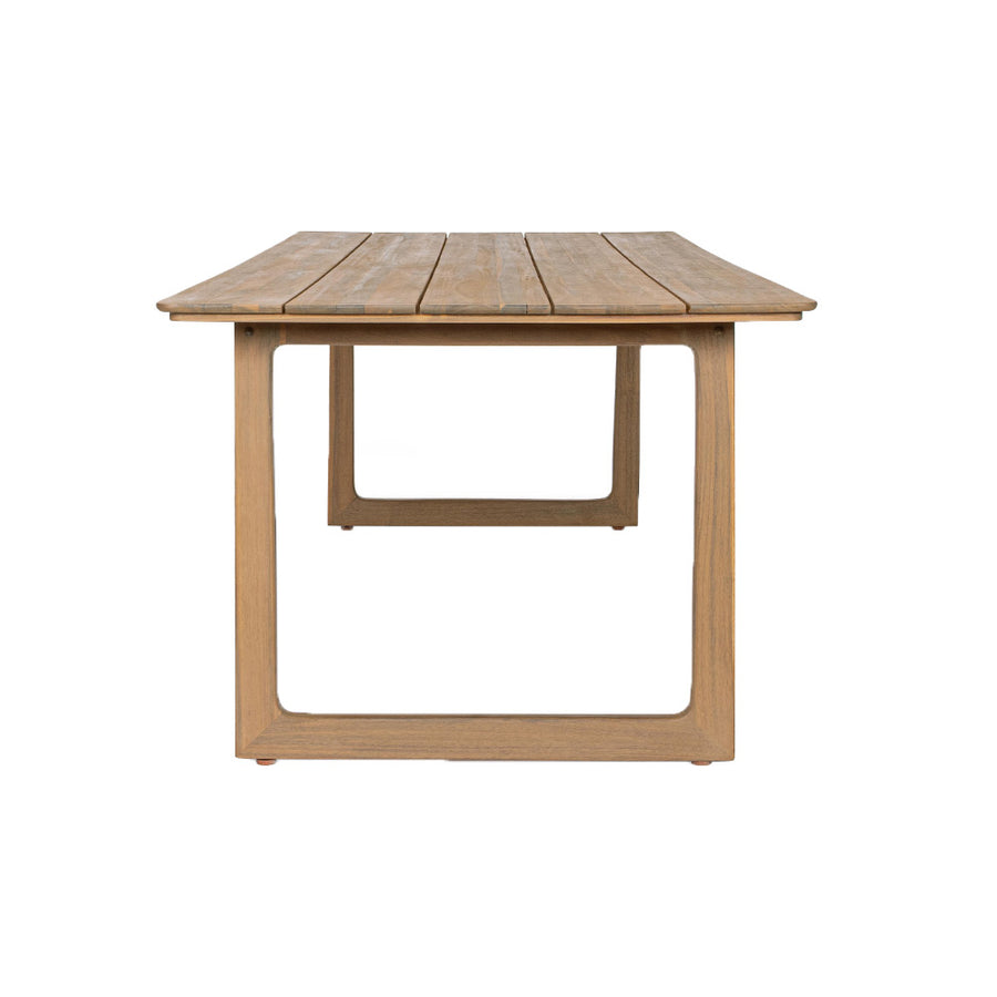 Adrian nagyméretű akácfa kerti étkezőasztal 240 cm hosszúsággal – oldalnézet