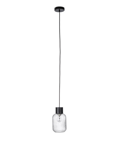 Kortárs stílusú üvegbúrás függeszték lámpa fekete színű dekorfoglalatban
