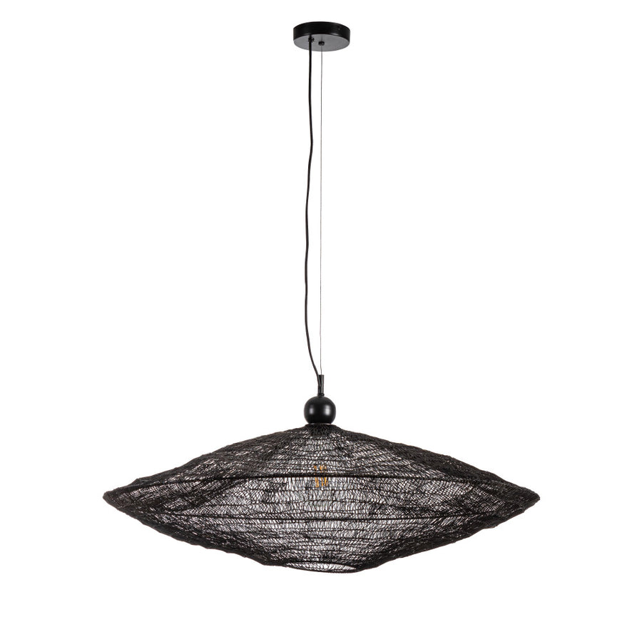 Kortárs stílusú, fekete színű, dróthálóból készült, design függeszték lámpa