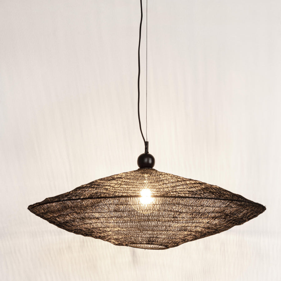 Kortárs stílusú, fekete színű, dróthálóból készült, design függeszték lámpa