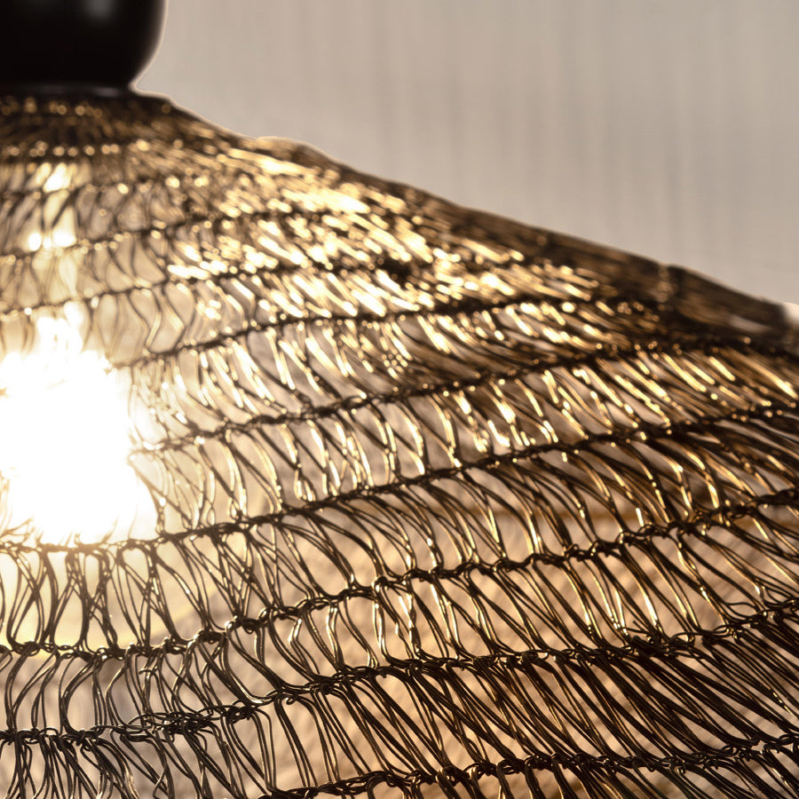 Kortárs stílusú, fekete színű, dróthálóból készült, design függeszték lámpa