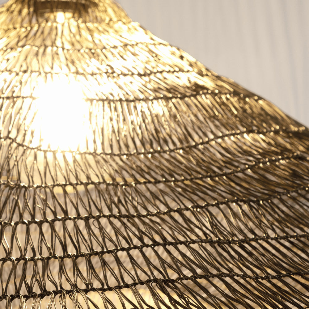 Kortárs stílusú, aranyszínű, dróthálóból készült, design függeszték lámpa