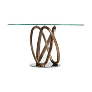 Kortárs stílusú, kőrisfából készült, dizájn étkezőasztal edzett üveglappal.