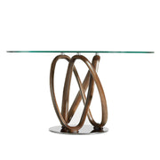 Kortárs stílusú, kőrisfából készült, dizájn étkezőasztal edzett üveglappal.