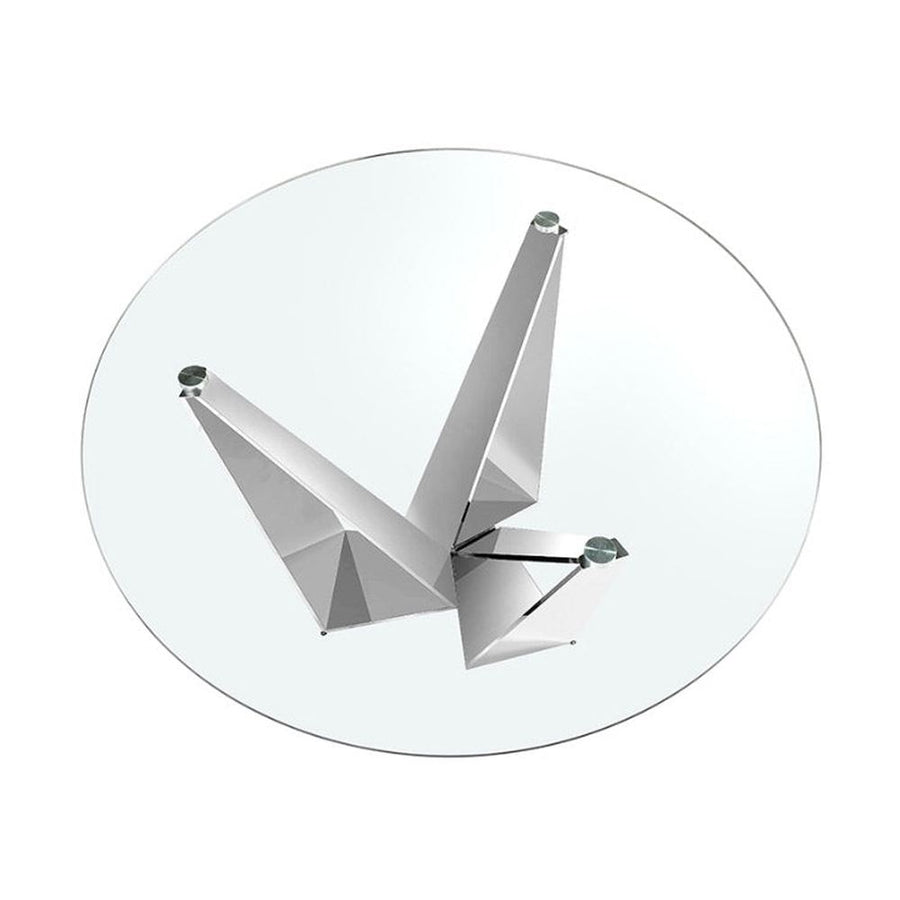 Kortárs stílusú, krómszínű, acélból készült, dizájn étkezőasztal edzett üveglappal.