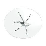 Kortárs stílusú, krómszínű, acélból készült, dizájn étkezőasztal edzett üveglappal.