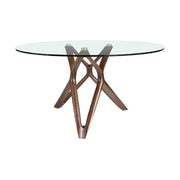 Kortárs stílusú, kőrisfából készült, dizájn étkezőasztal edzett üveglappal.