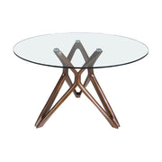 Kortárs stílusú, kőrisfából készült, dizájn étkezőasztal edzett üveglappal.