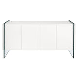 Fehér dizájn komód elölnézetben üveg lábazattal