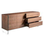 Angel Cerdá dizájn komód három fiókkal és üveg lábazattal