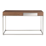 Angel Cerdá modern diófa furnéros konzolasztal front nézetből