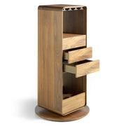 Kortárs stílusú, diófa furnérral borított, forgatható, dizájn bárszekrény.