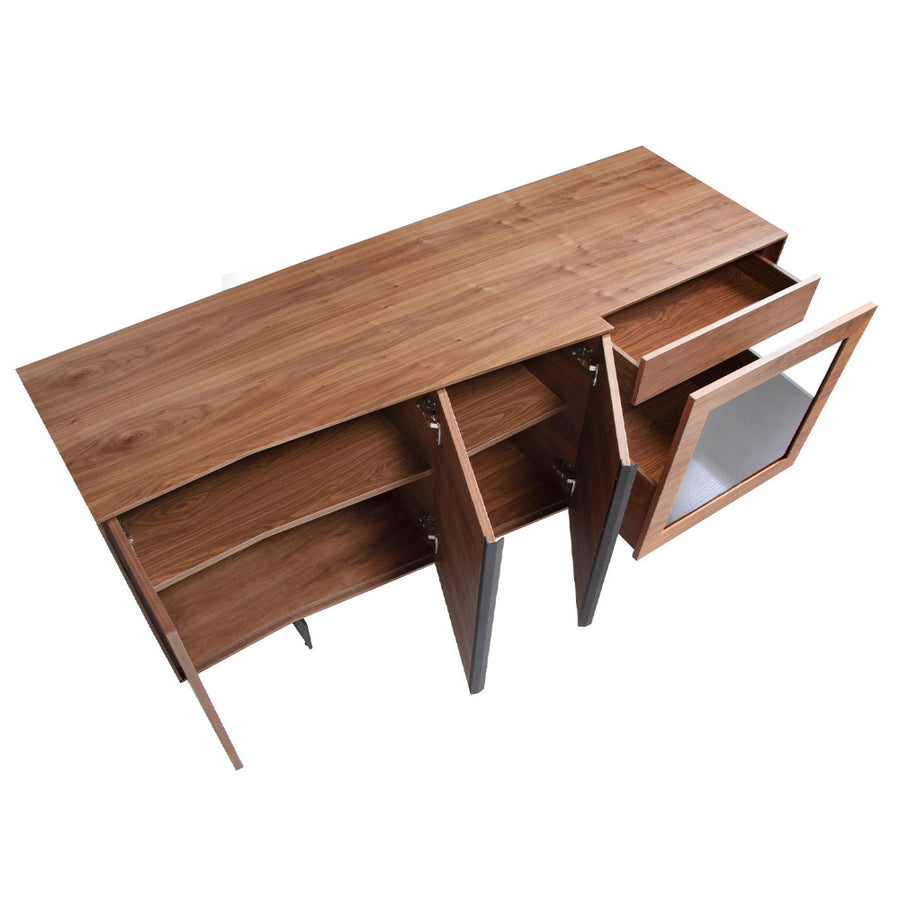 Angel Cerdá diófa tálaló belső LED világítással felülnézet