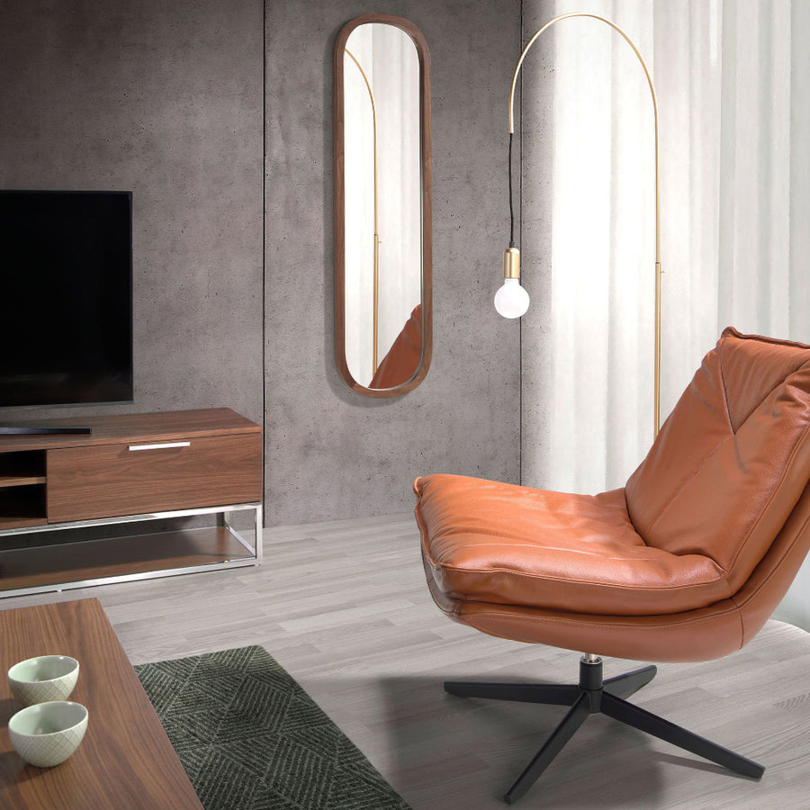 Angel Cerdá diófa furnéros falitükör modern enteriőrben