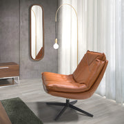 Kortárs stílusú, diófa furnérral borított kerettel rendelkező, dizájn falitükör.