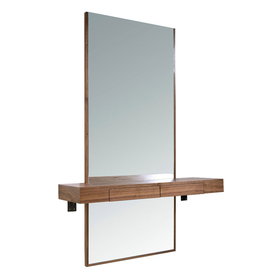 Angel Cerdá diófa furnéros falitükör fiókos polccal 180 cm