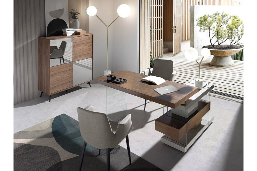 Kortárs stílusú, szürke színű szövettel kárpitozott, acél szerkezetű, dizájn étkezőszék.