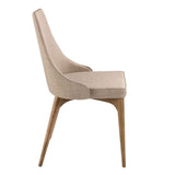 Angel Cerdá bézs design szék oldalnézet diószínű fa lábakkal