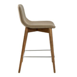 Angel Cerdá taupe műbőr pultszék oldalnézet dió árnyalatú fa lábakkal
