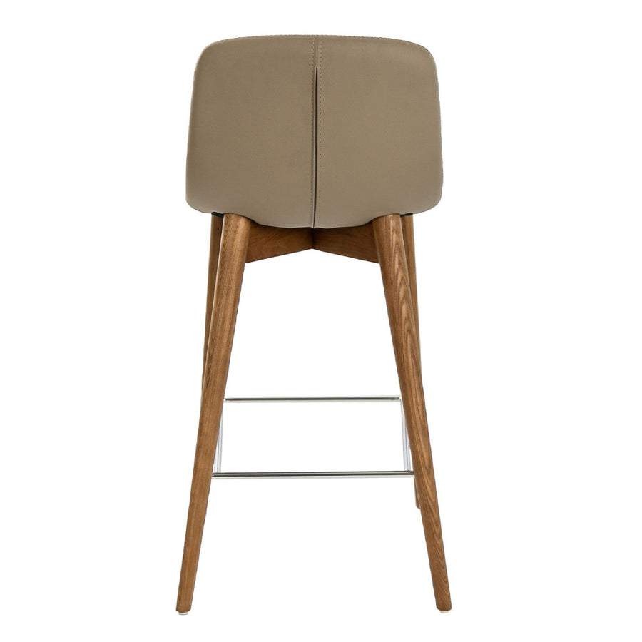 Angel Cerdá taupe bárszék hátulnézet kőrisfa szerkezettel