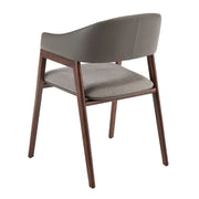 Angel Cerdá kőrisfa karosszék hátulnézetben szürkésbarna műbőr burkolattal