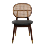 Angel Cerdá rattan háttámlás étkezőszék elölnézetben diószínű vázzal