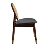Angel Cerdá kőrisfa szék oldalnézetben fekete műbőr ülőlappal