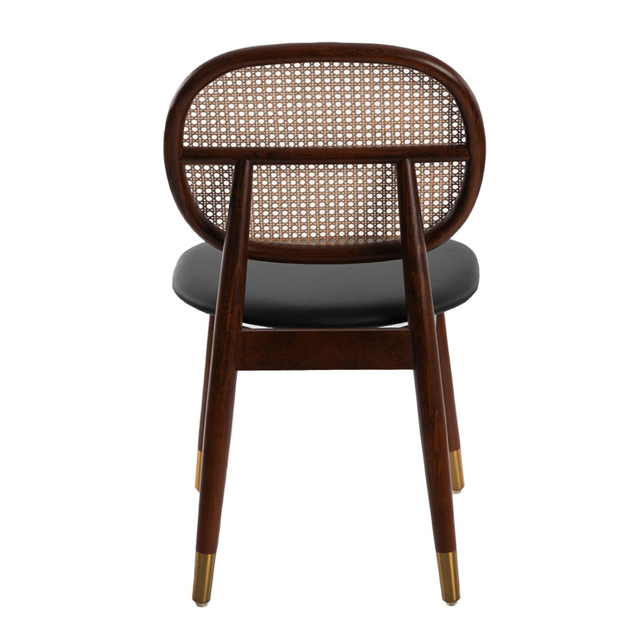 Angel Cerdá étkezőszék hátulnézetben fonott rattan háttámlával